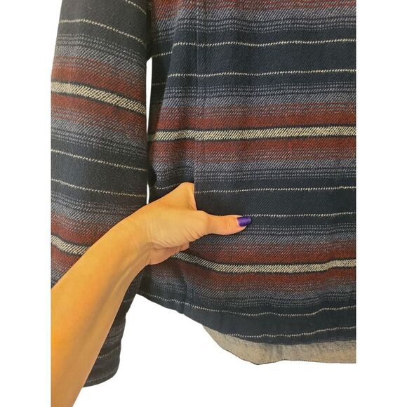 Toad&Co Shirt Mens Striped Flannel Mojac Dos Shirtjac Shacket Snap Front | M EUC - Picture 5 of 14